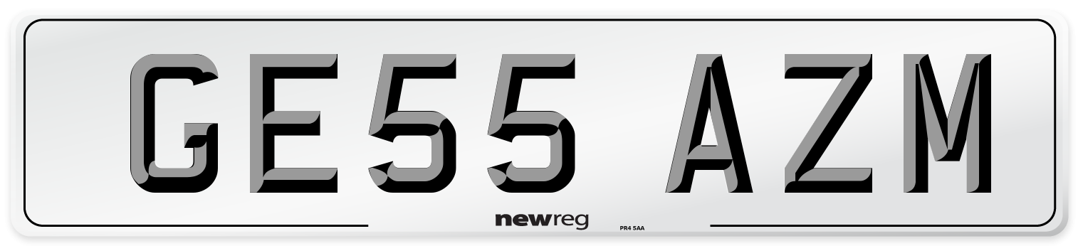 GE55 AZM Number Plate from New Reg